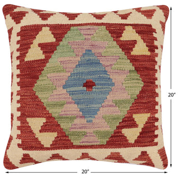 handmade Traditional Pillow Red Beige Hand-Woven SQUARE 100% WOOL  Hand woven turkish pillow  PILLOW